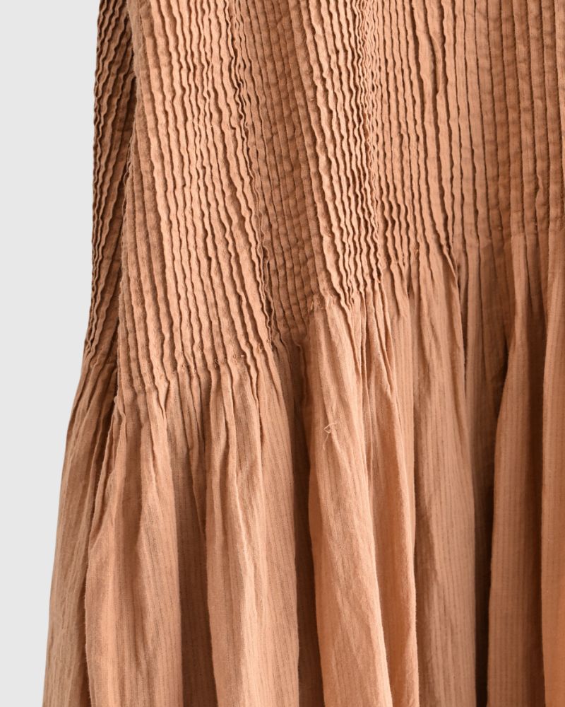CREW-NECK F/SL DRESS WITH PINTUCK DarkOrange