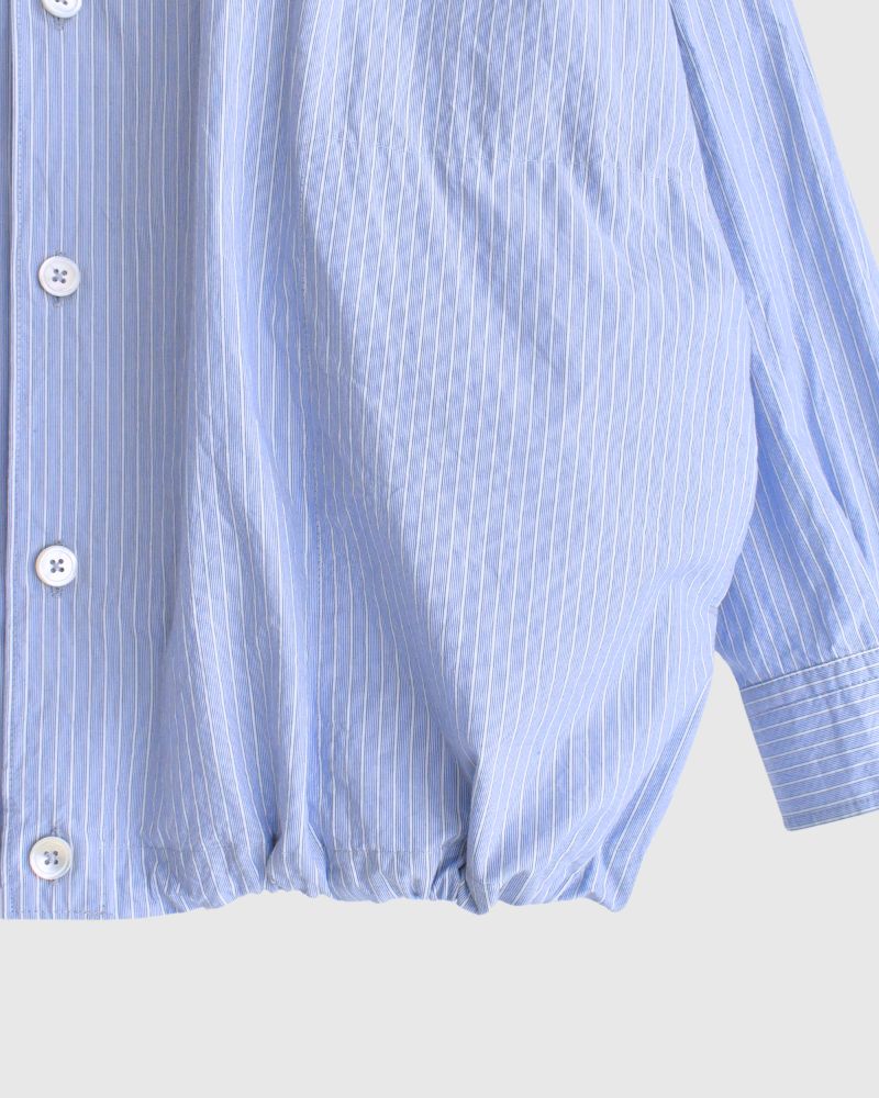 ドロストシャツ White/Sax Stripe