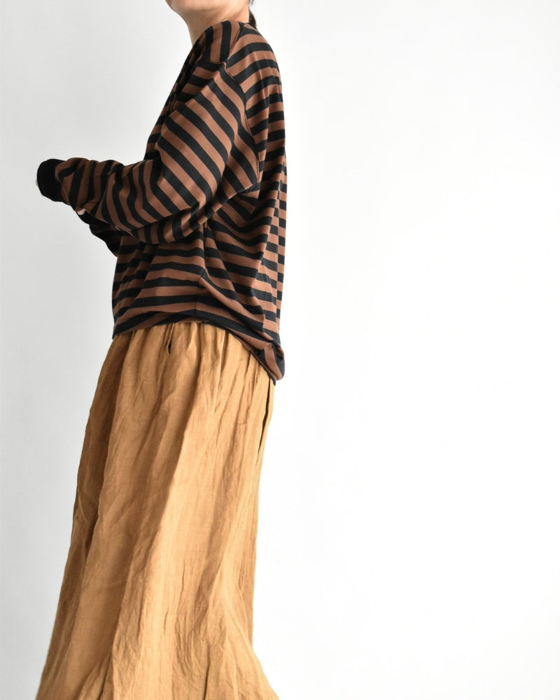 タック コクーンTシャツ Brown/Black Border