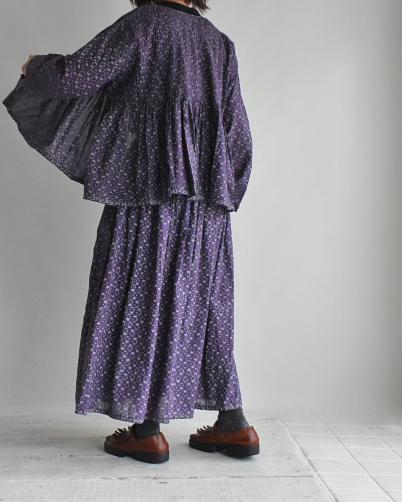 RAJASTHAN TUCK GATHERED SKIRT WITH LINING Purple