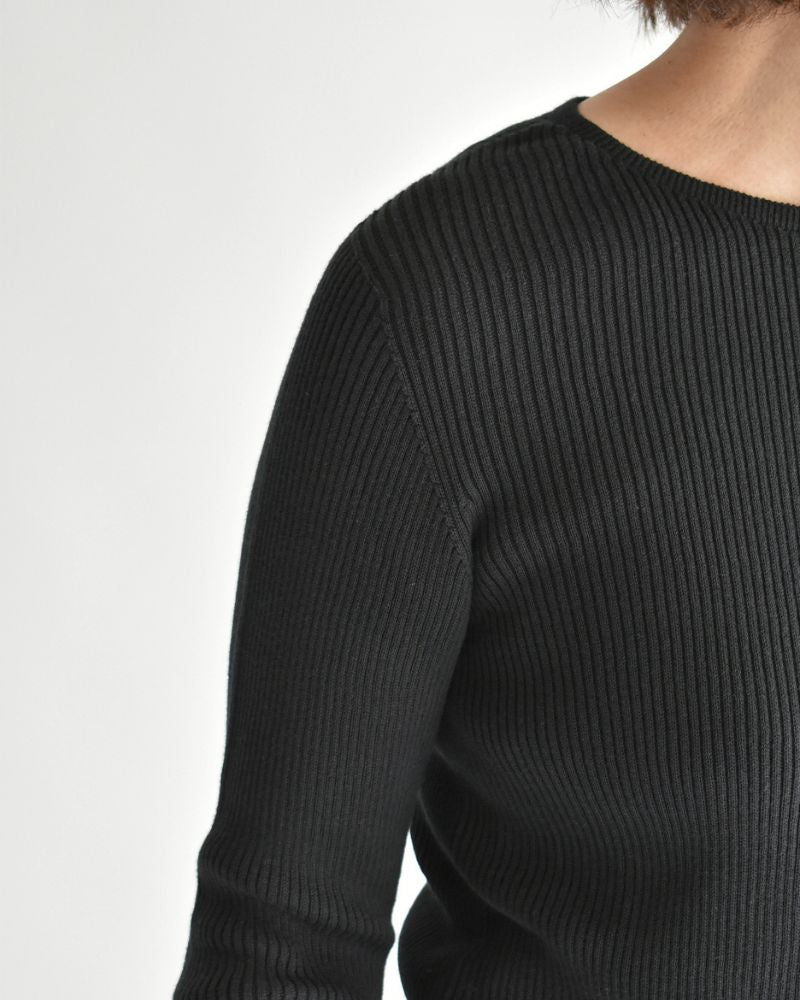 JAPAN WHOLEGARMENT リブニットプルオーバー Black