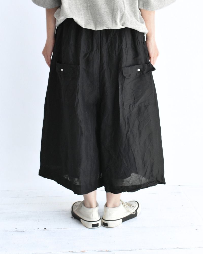 手織りセルビッチ コットンリネンパンツ Black
