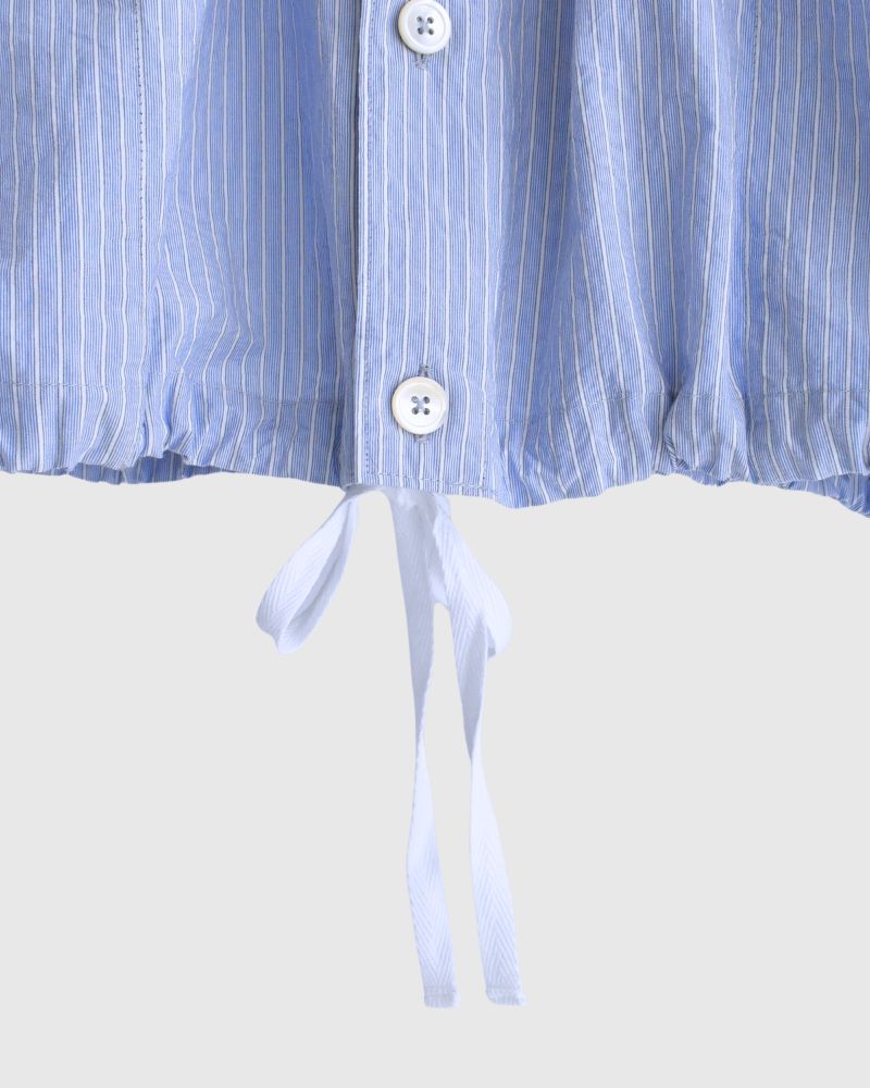 ドロストシャツ White/Sax Stripe