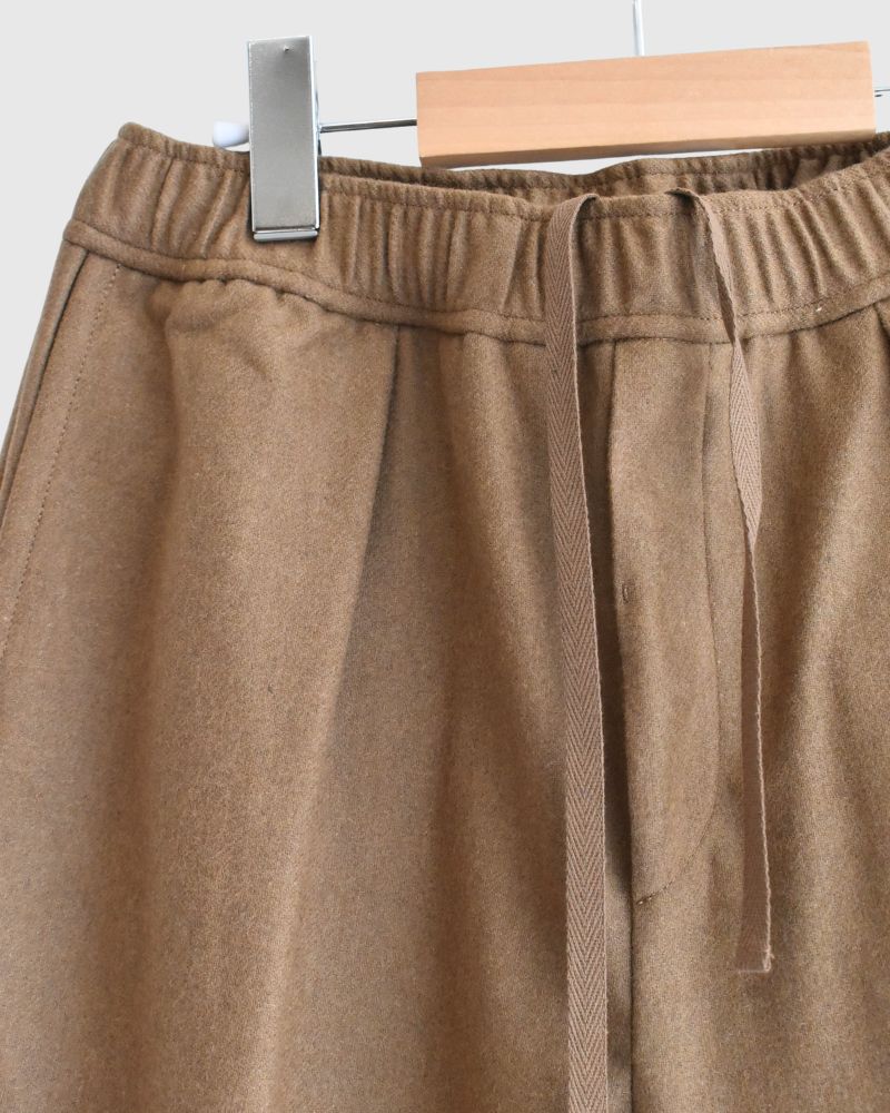 WOOL FLANNEL EASY WIDE PANTS Camel
