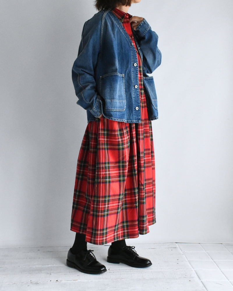 インディゴタータン ファンデーションシャツドレス Red