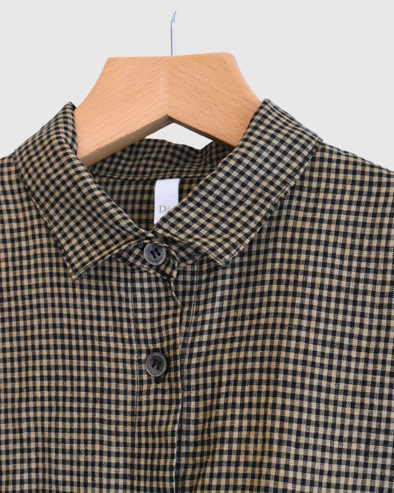 ワイドカフス シャツ Camel/Black