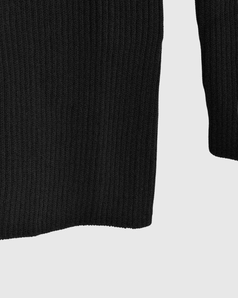 JAPAN WHOLEGARMENT リブニットプルオーバー Black