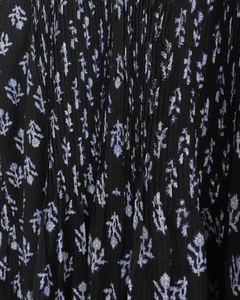 CREW-NECK P/O SHIRT DRESS WITH PINTUCK Black