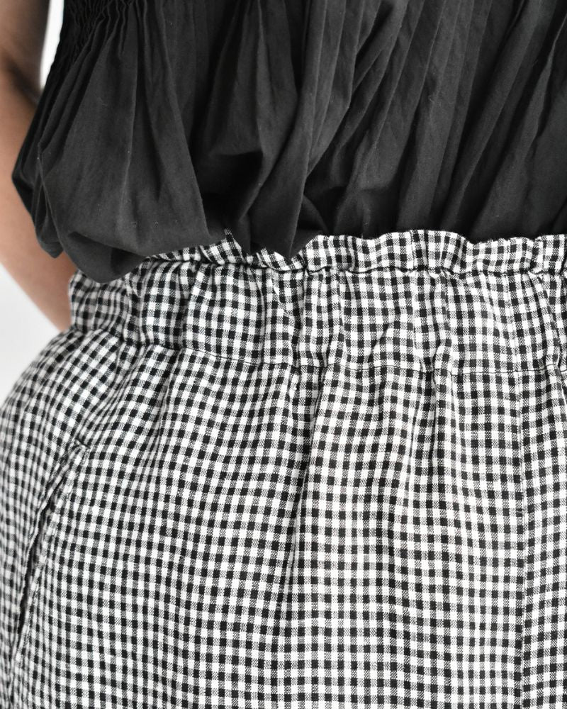イージーワイドパンツ（LINEN） Black/White