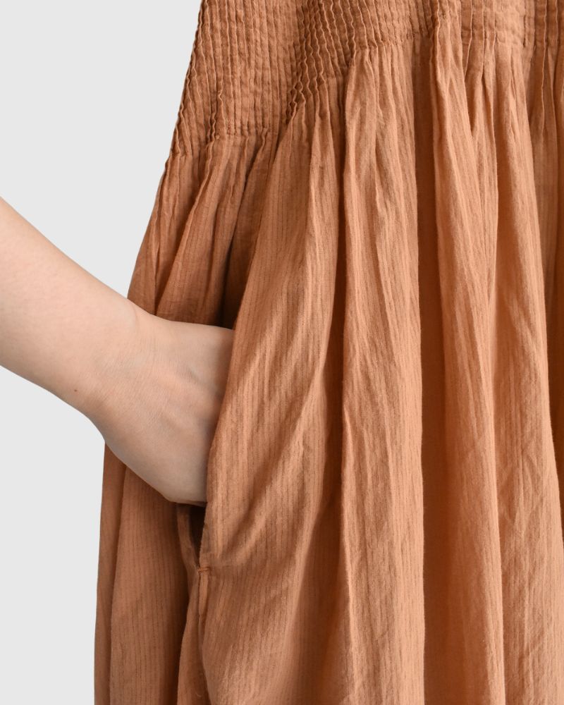 CREW-NECK F/SL DRESS WITH PINTUCK DarkOrange