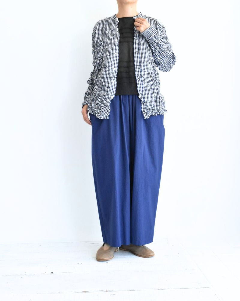 BANDED COLLAR L/SL OVERSIZED SHIRTS BlueGingham