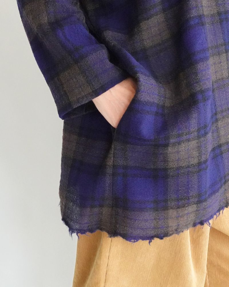 ウールガーゼボイル リバーシブルトップ Navy/Brown