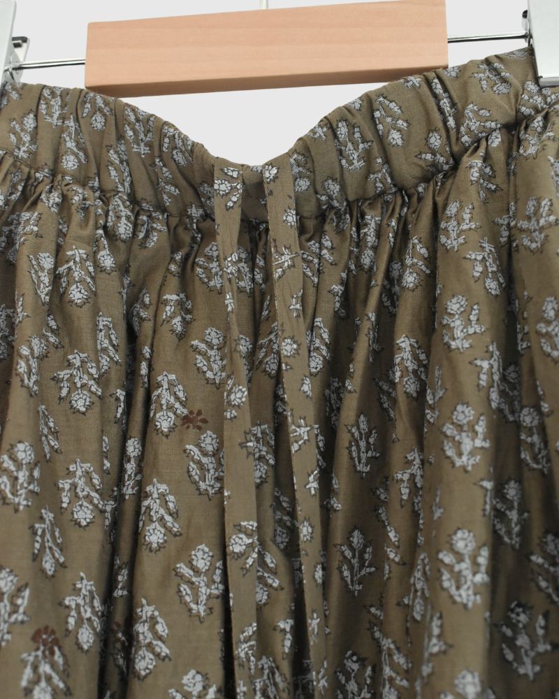 RAJASTAN TUCK GATHERED SKIRT WITH LINING Olive