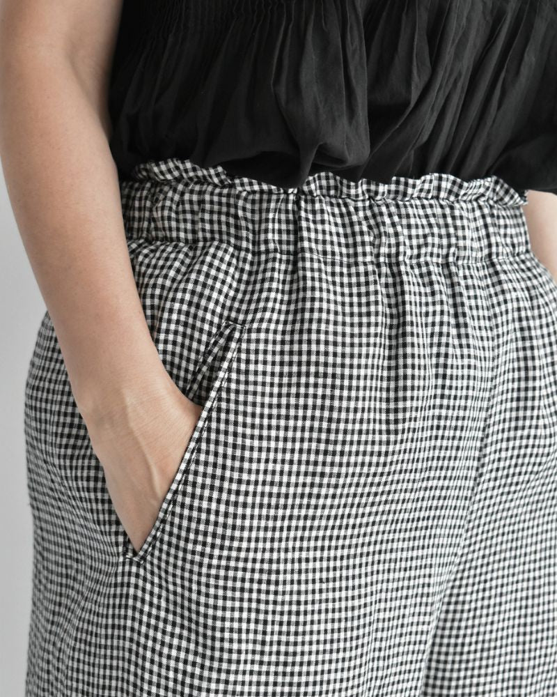 イージーワイドパンツ（LINEN） Black/White