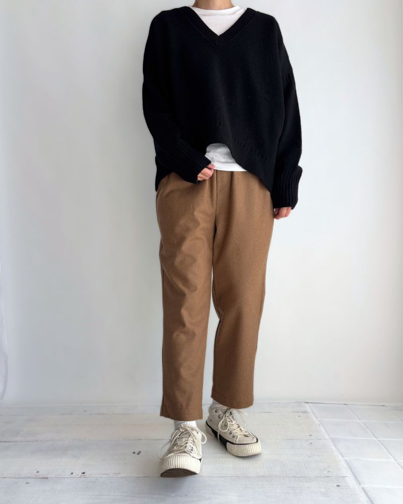 WOOL FLANNEL EASY TAPERED PANTS Camel