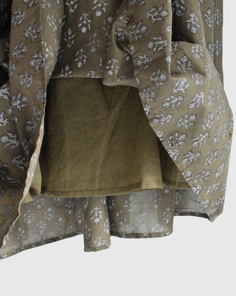 RAJASTAN TUCK GATHERED SKIRT WITH LINING Olive