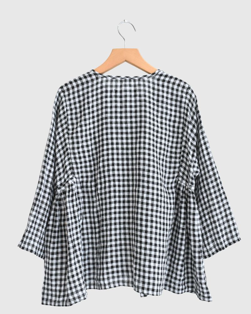ギンガムチェックカシュクールブラウス BlackCheck