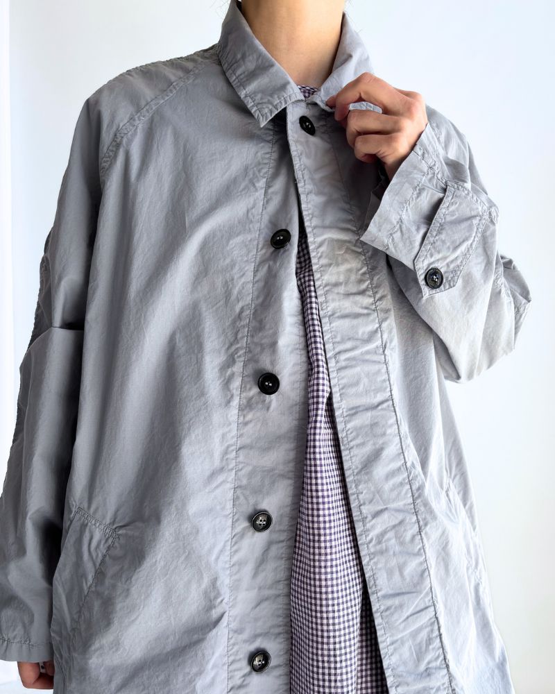 60s COTTON POPLIN OVERDYE BALMACAAN COAT Blue