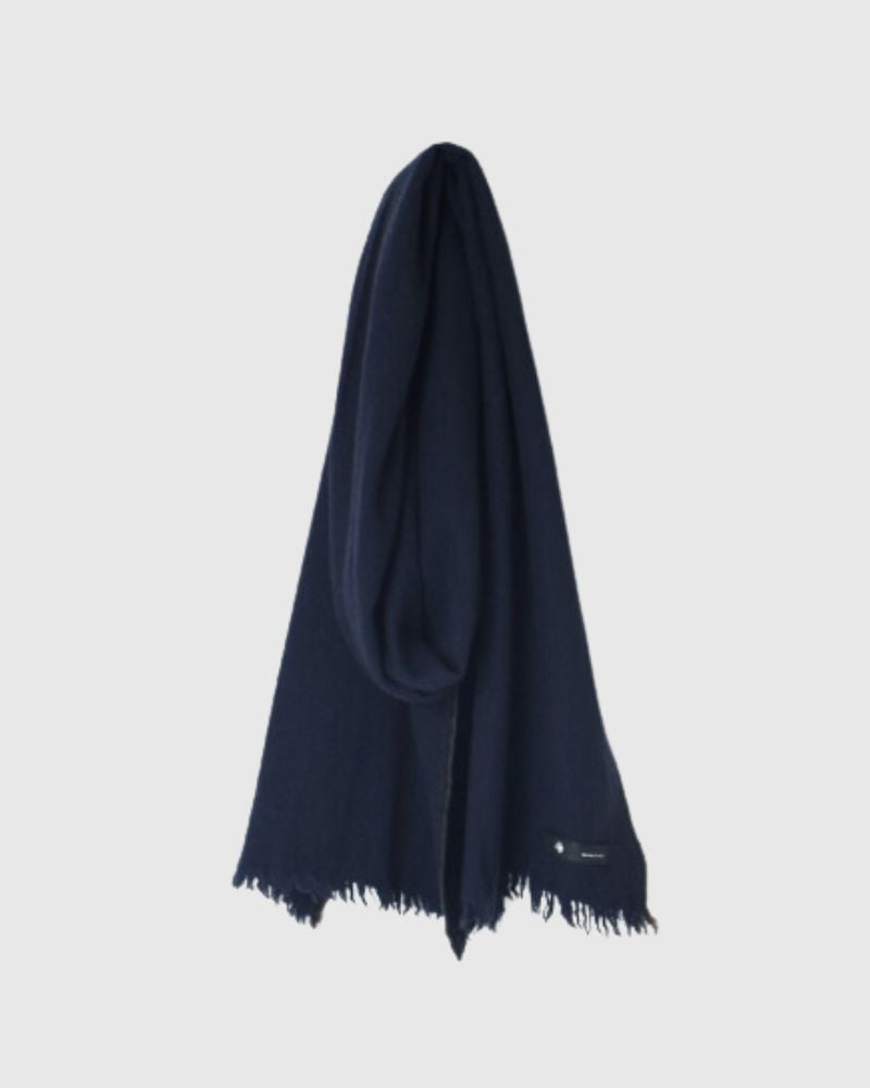 WOOL STOLE 32x188cm Navy/Brown