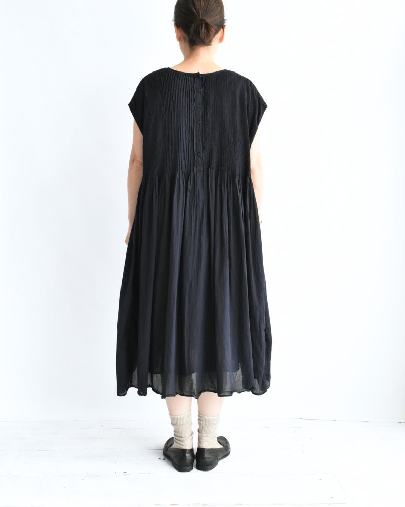 CREW-NECK F/SL DRESS WITH PINTUCK Marine