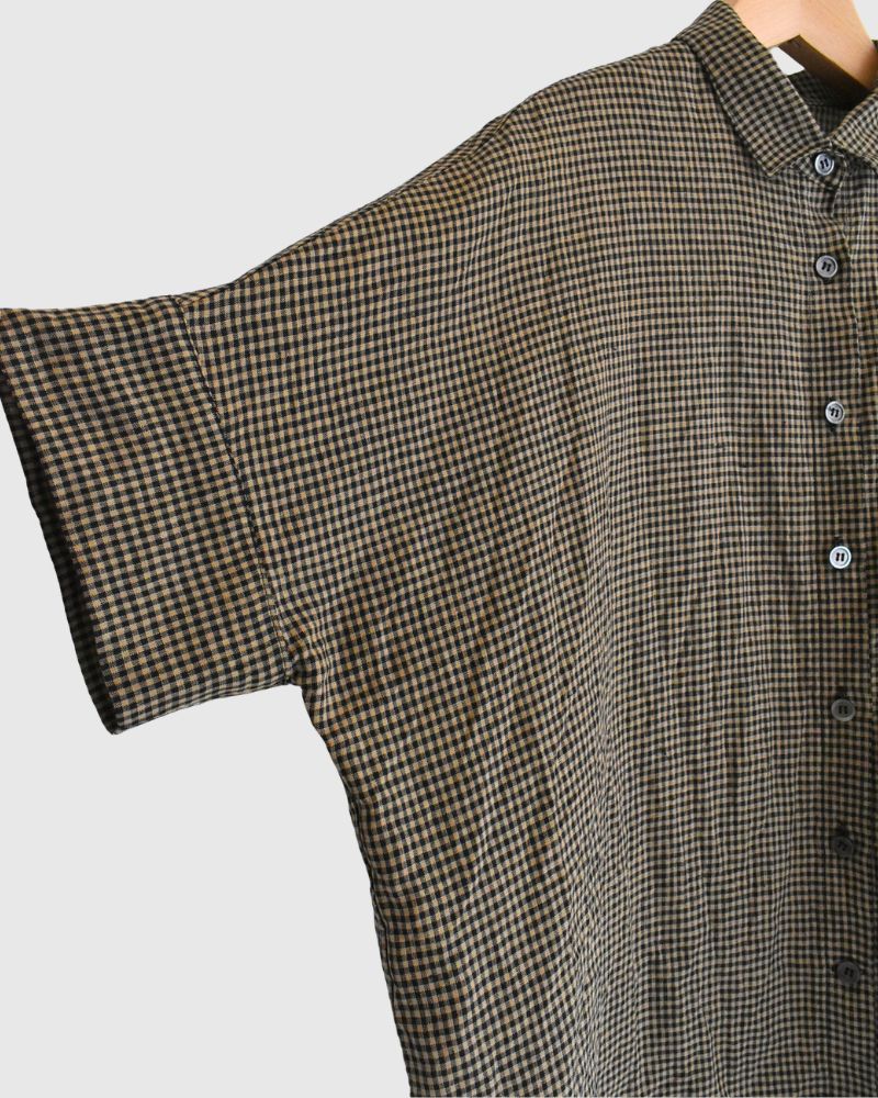 ワイドカフス シャツ Camel/Black