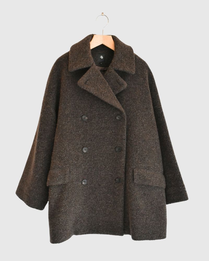 DOUBLE OVER COAT DarkBrown