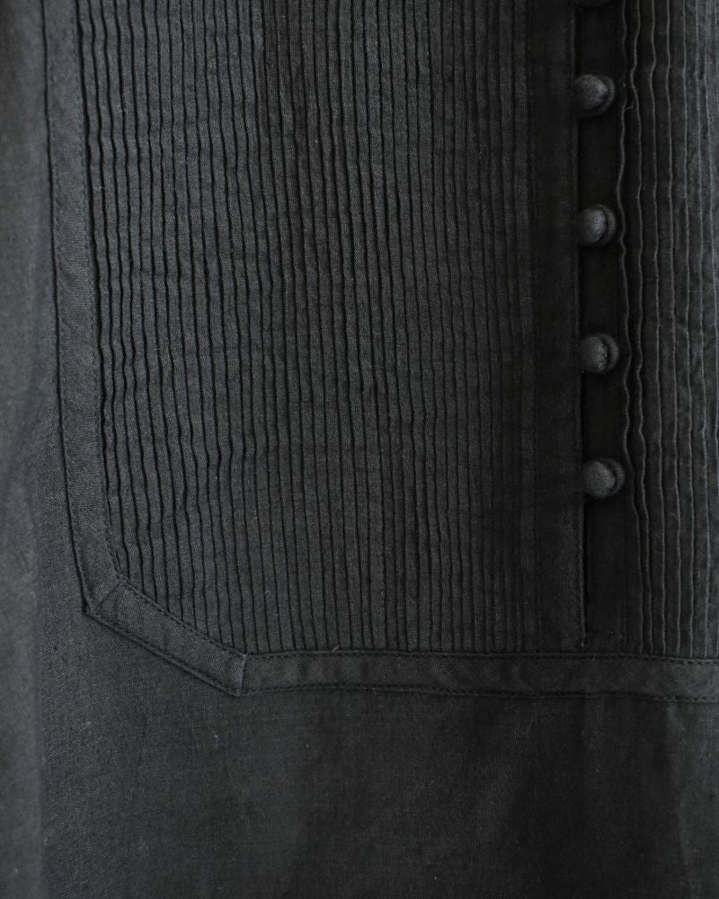 CREW-NECK BOSOM LONG SHIRT WITH MINI PINTUCK Black