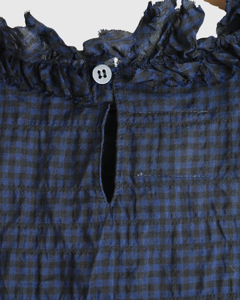 チェックネックフリル ボックスプルオーバー NavyCheck