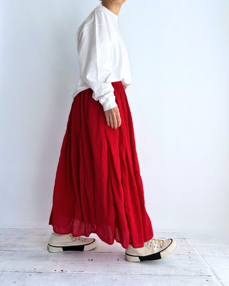 GATHERED SKIRT DeepRed