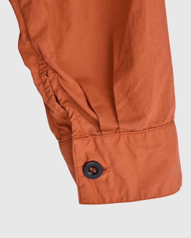 60s COTTON POPLIN OVERDYE HENRY NECK SHIRT Brick