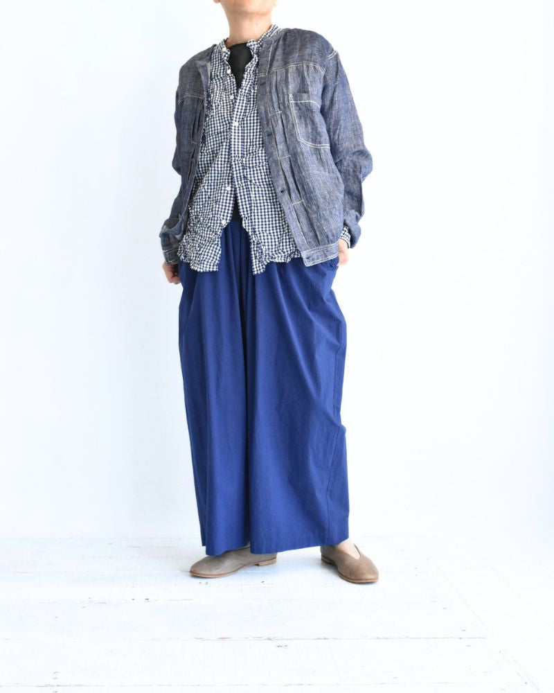 BANDED COLLAR L/SL OVERSIZED SHIRTS BlueGingham