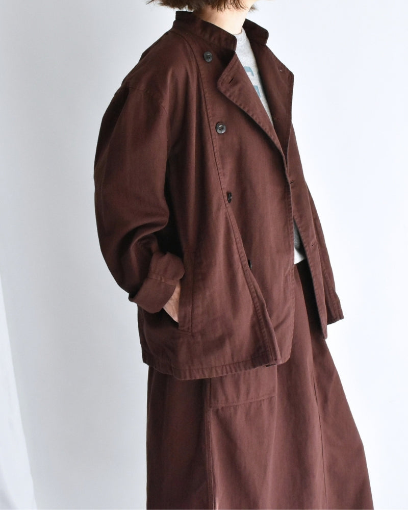 STAND COLLAR DOUBLE BREAST JACKET Burgundy