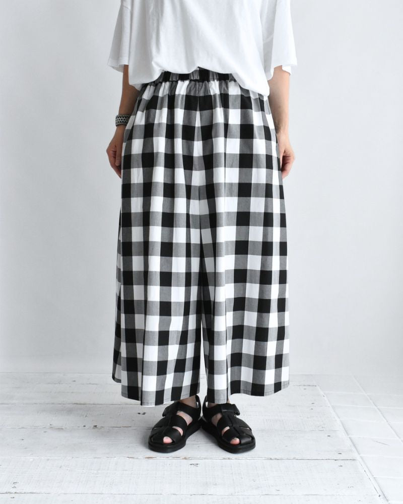 ブロックチェック キュロットパンツ White/Black