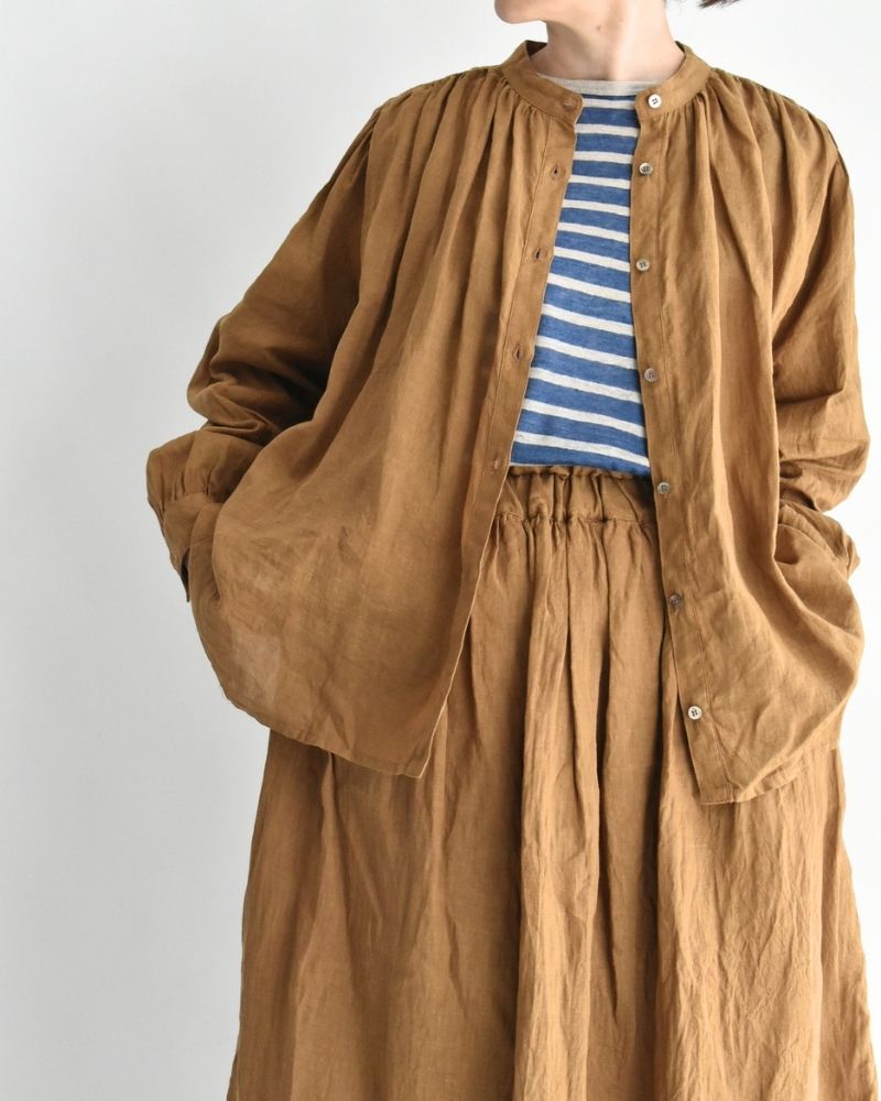 フレンチリネン シャツ Camel