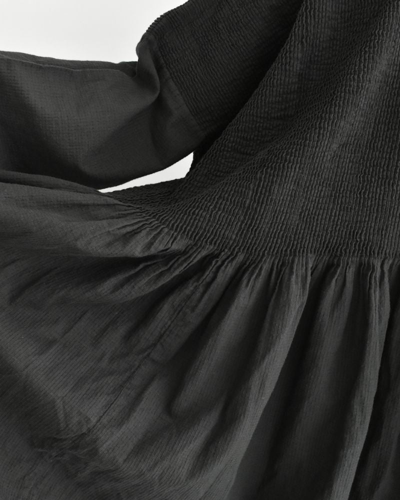 MINI PINTUCK PULLOVER DRESS Black