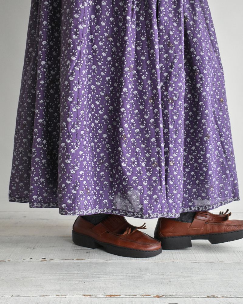RAJASTHAN TUCK GATHERED SKIRT WITH LINING Purple