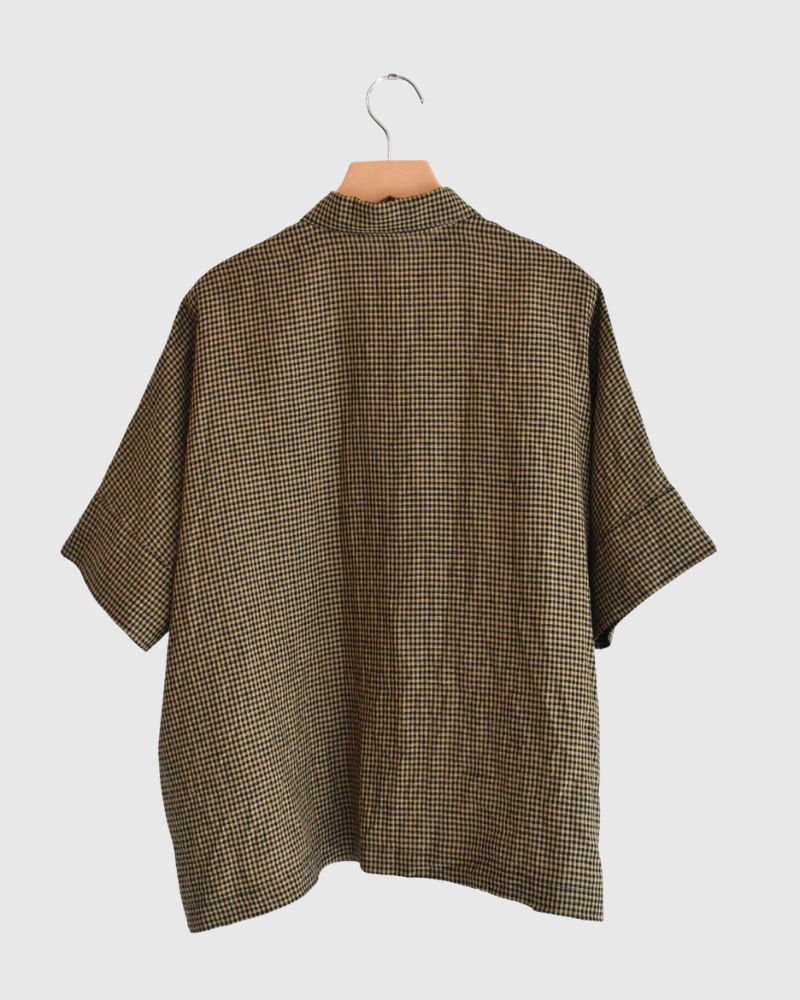 ワイドカフス シャツ Camel/Black
