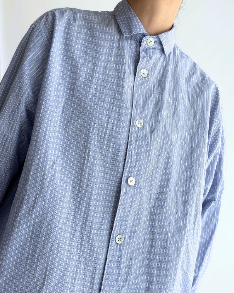 ドロストシャツ White/Sax Stripe