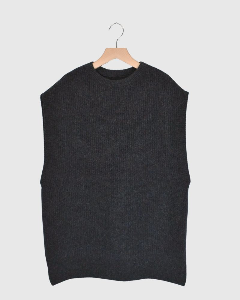 JAPAN RIDGE KNITTING VEST Charcoal