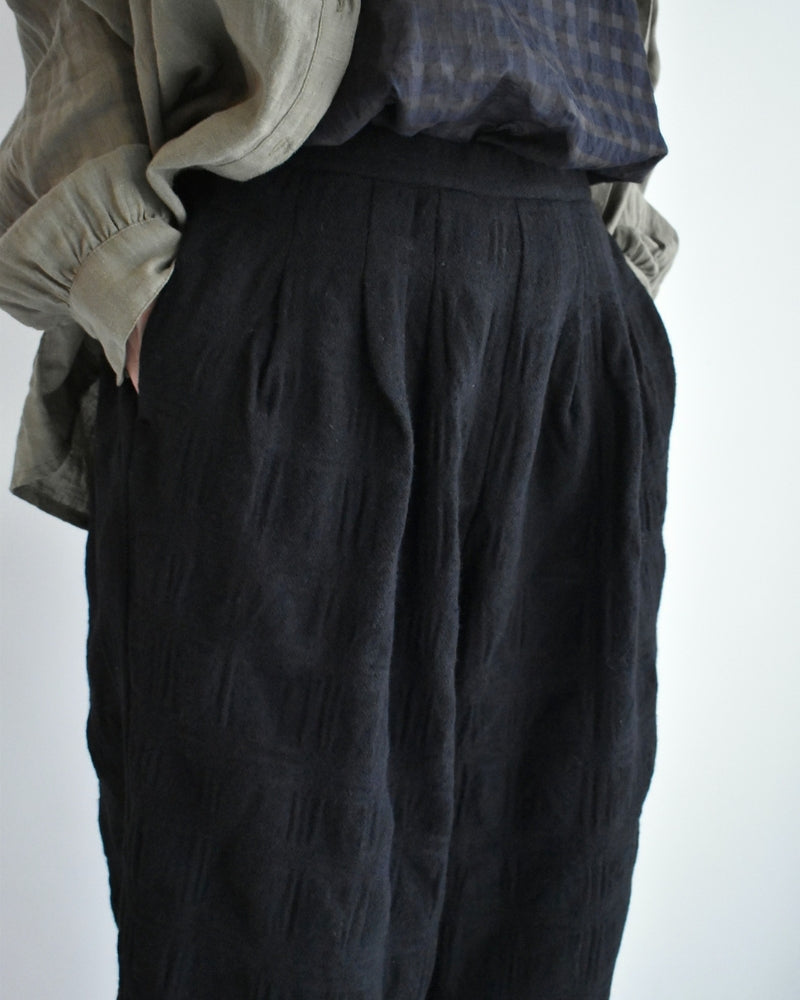 ウールチェックパンツ Black