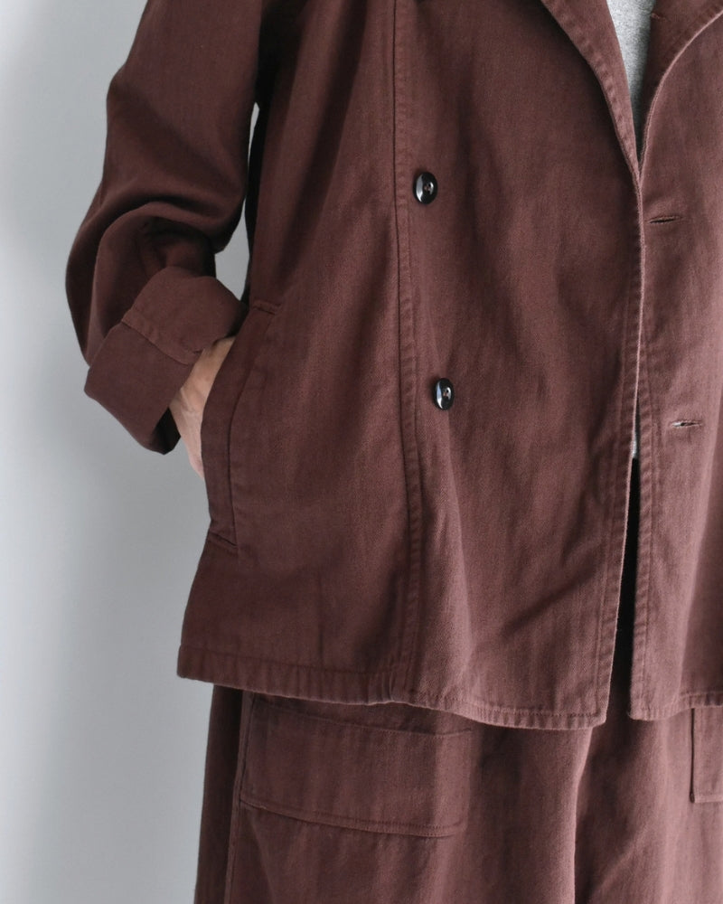 STAND COLLAR DOUBLE BREAST JACKET Burgundy