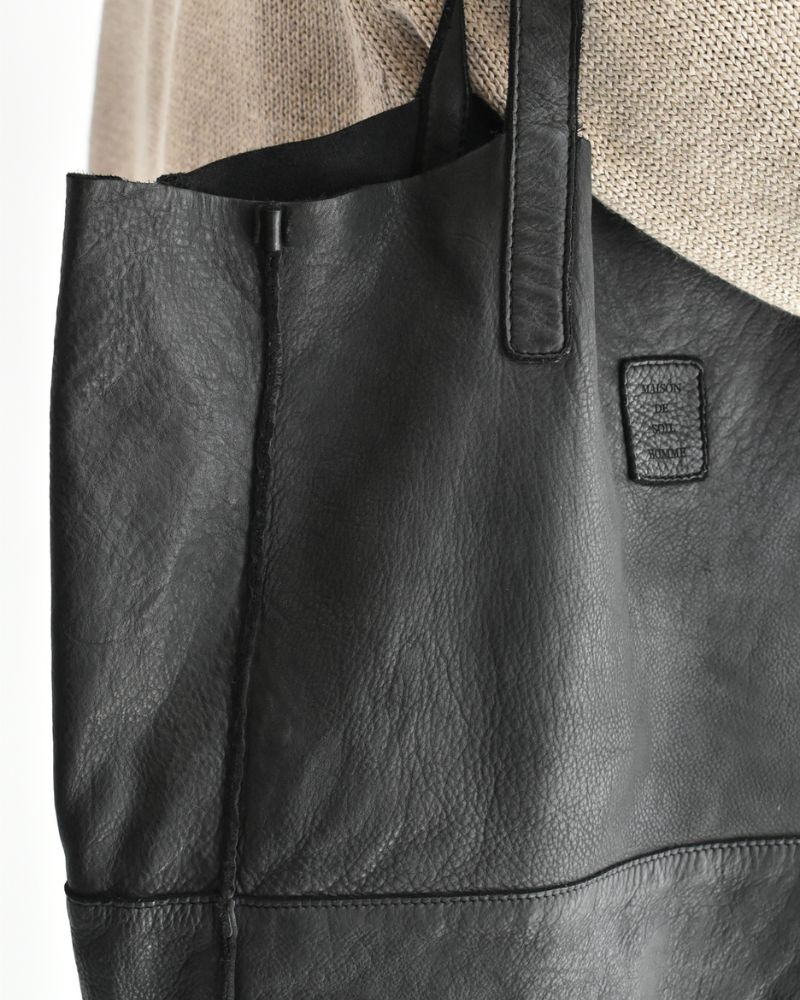 COW LEATHER TOTE BAG Black