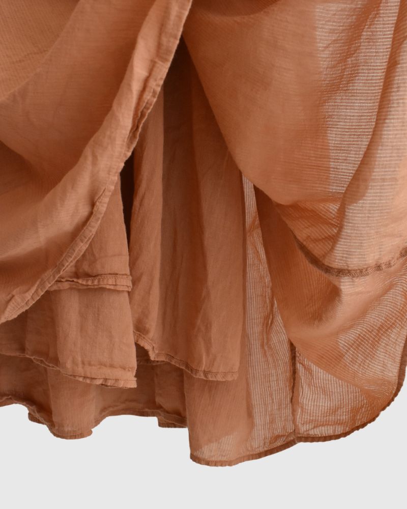 CREW-NECK F/SL DRESS WITH PINTUCK DarkOrange