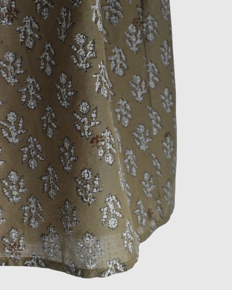 RAJASTAN TUCK GATHERED SKIRT WITH LINING Olive