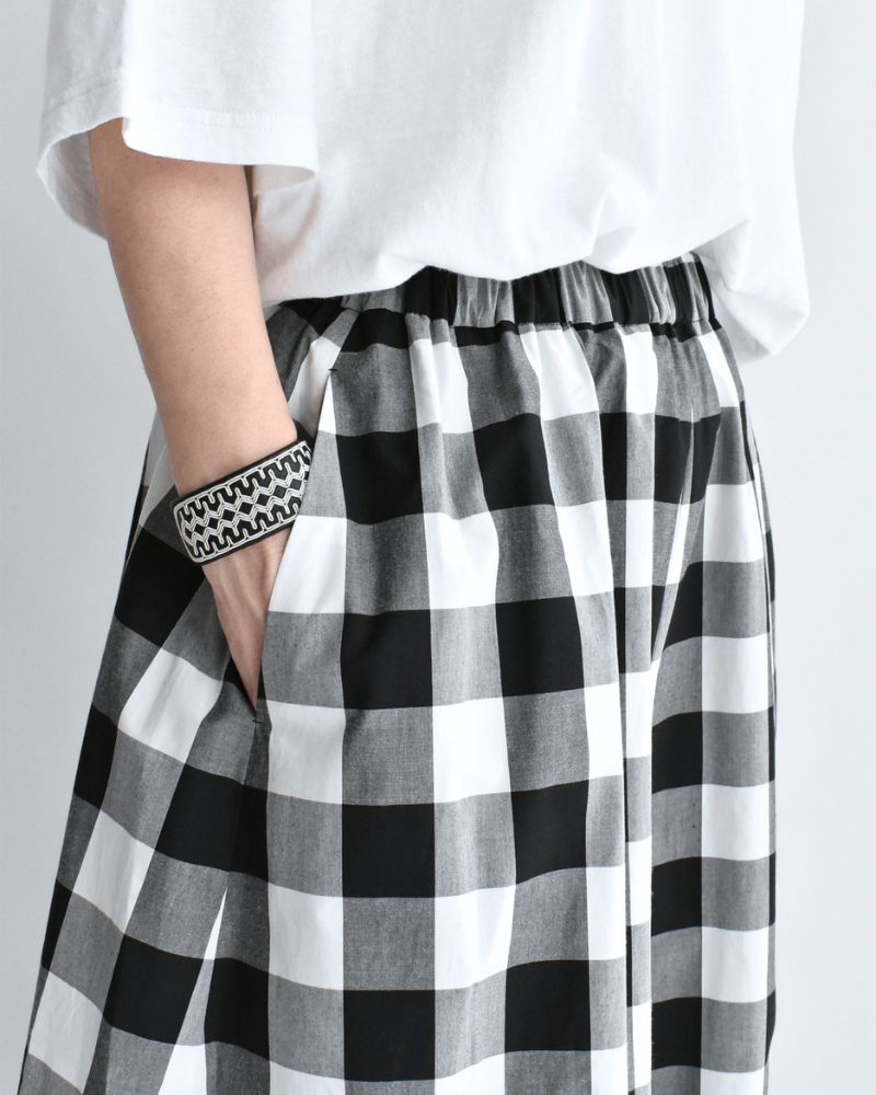 ブロックチェック キュロットパンツ White/Black