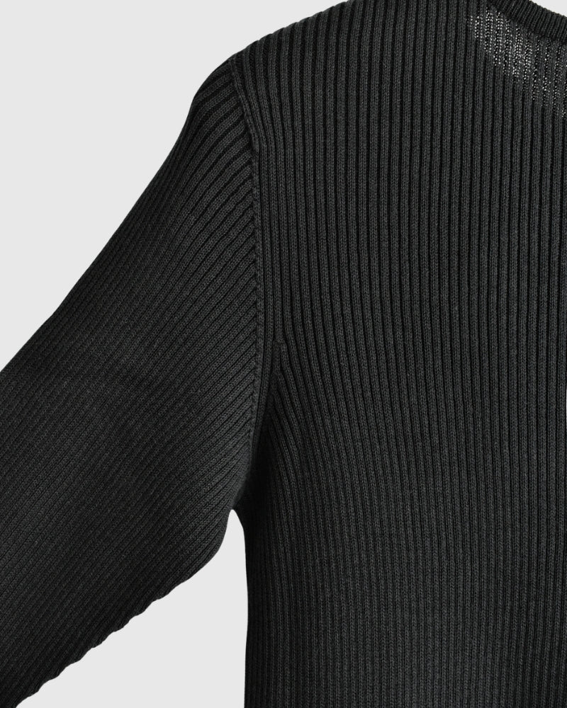 JAPAN WHOLEGARMENT リブニットプルオーバー Black