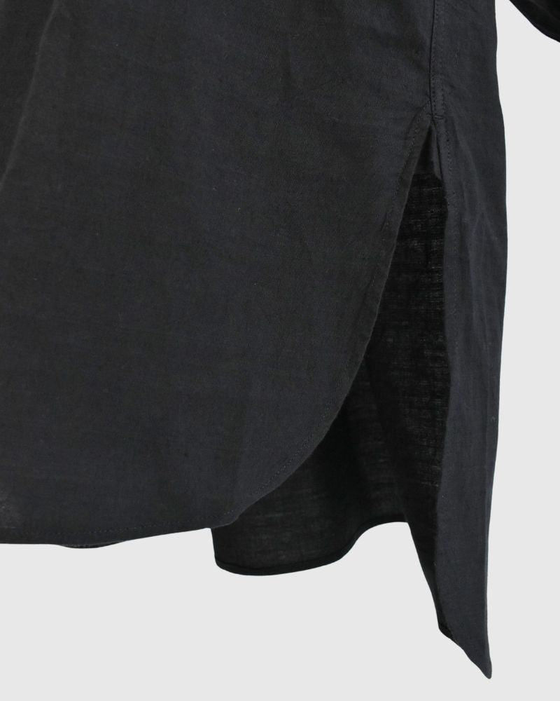 CREW-NECK BOSOM LONG SHIRT WITH MINI PINTUCK Black