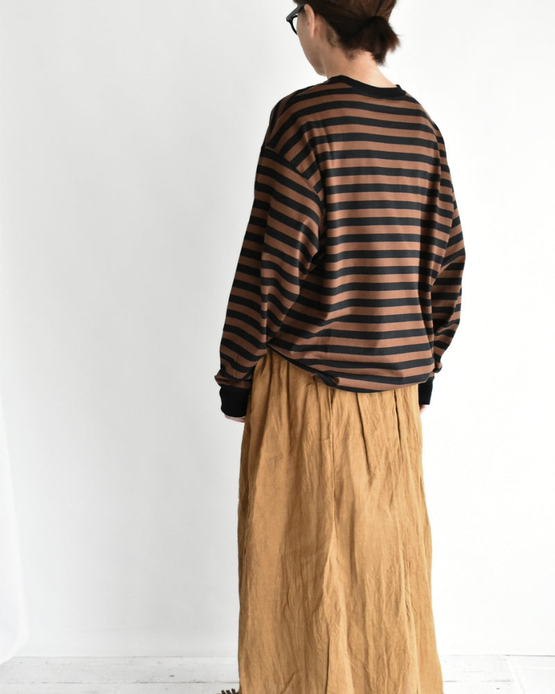 タック コクーンTシャツ Brown/Black Border