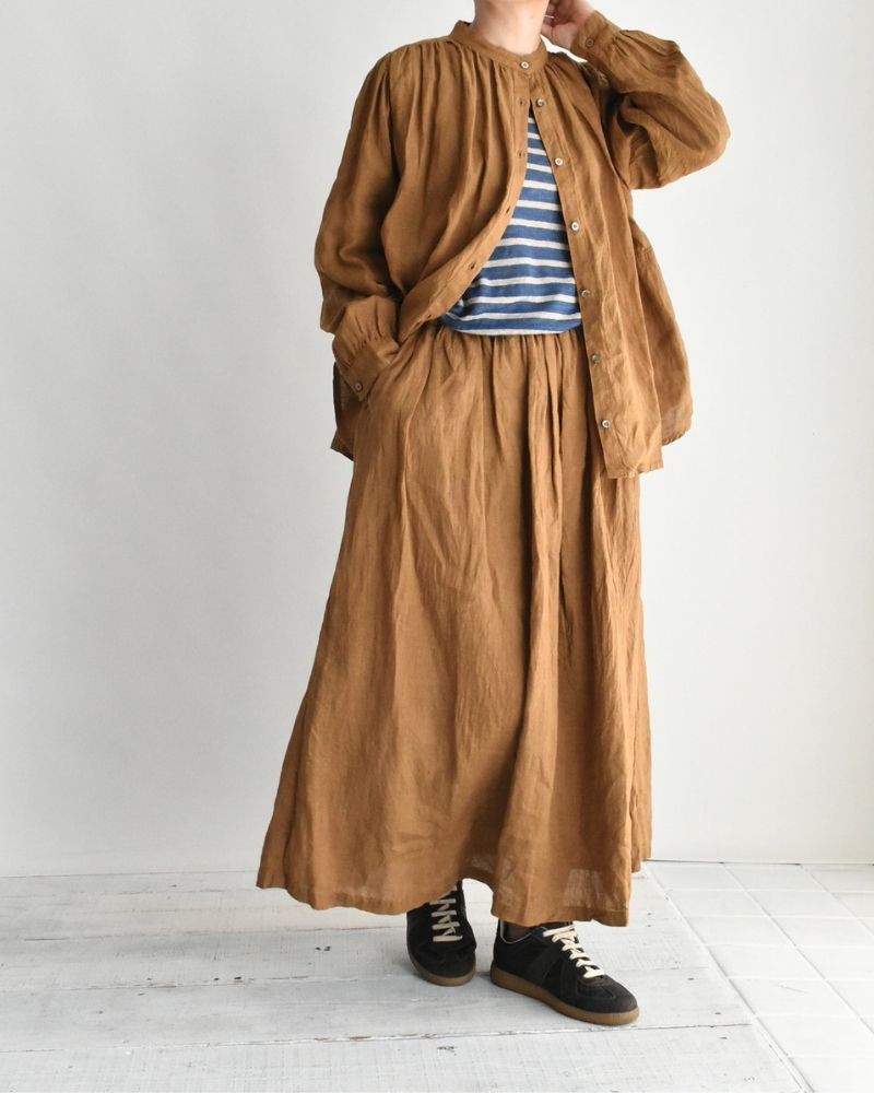 フレンチリネン シャツ Camel