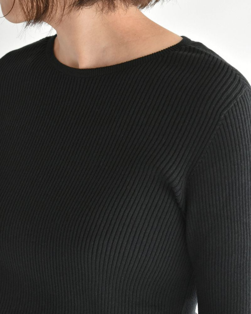 JAPAN WHOLEGARMENT リブニットプルオーバー Black